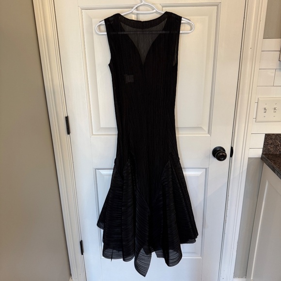 Issey Miyake Fete Y2K vintage sheer textured Black midi Dress 45091 - Picture 6 of 13